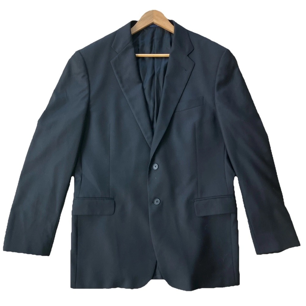 Loro Piana Joseph Abboud Men's Sport Coat Blazer 2 Button Black Wool 46 Made USA